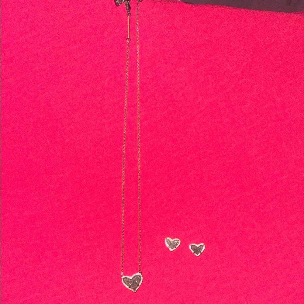 Kendra Scott silver Heart Necklace and Earring Set